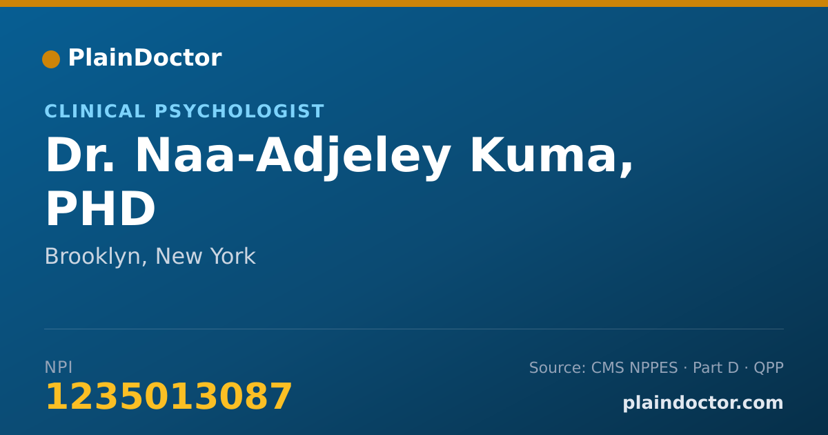 Shareable card for Naa-Adjeley Kuma, PHD - Clinical Psychologist, Brooklyn, NY