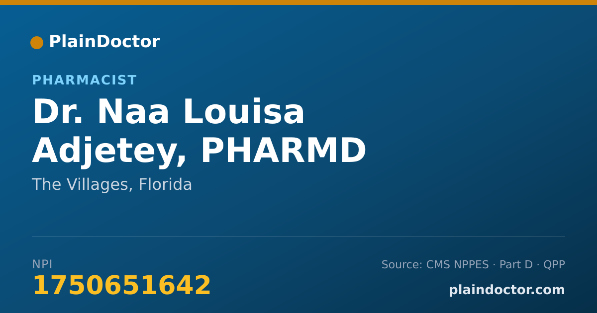 Shareable card for Naa Louisa Adjetey, PHARMD - Pharmacist, The Villages, FL