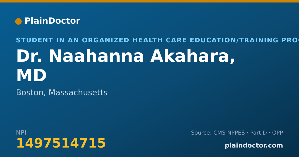 Shareable card for Naahanna Akahara, MD - Student in an Organized Health Care Education/Training Program, Boston, MA