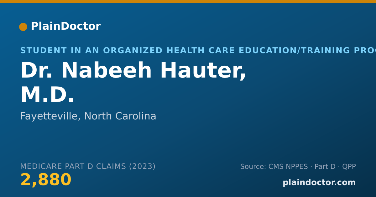 Shareable card for Nabeeh Hauter, M.D. - Student in an Organized Health Care Education/Training Program, Fayetteville, NC