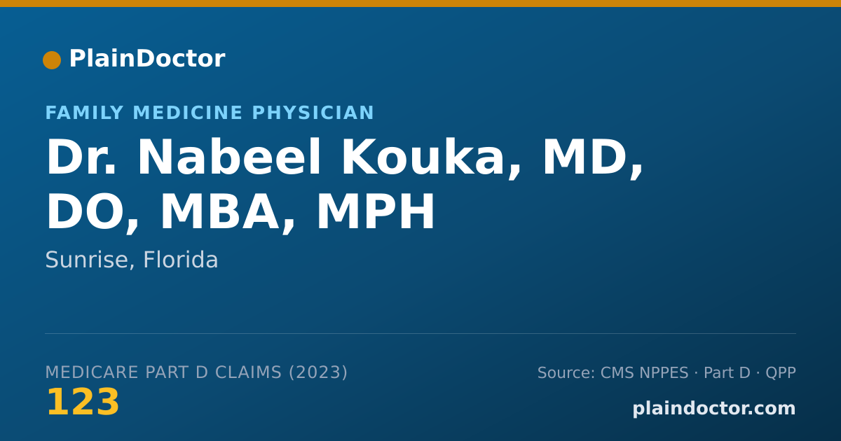 Shareable card for Nabeel Kouka, MD, DO, MBA, MPH - Family Medicine Physician, Sunrise, FL