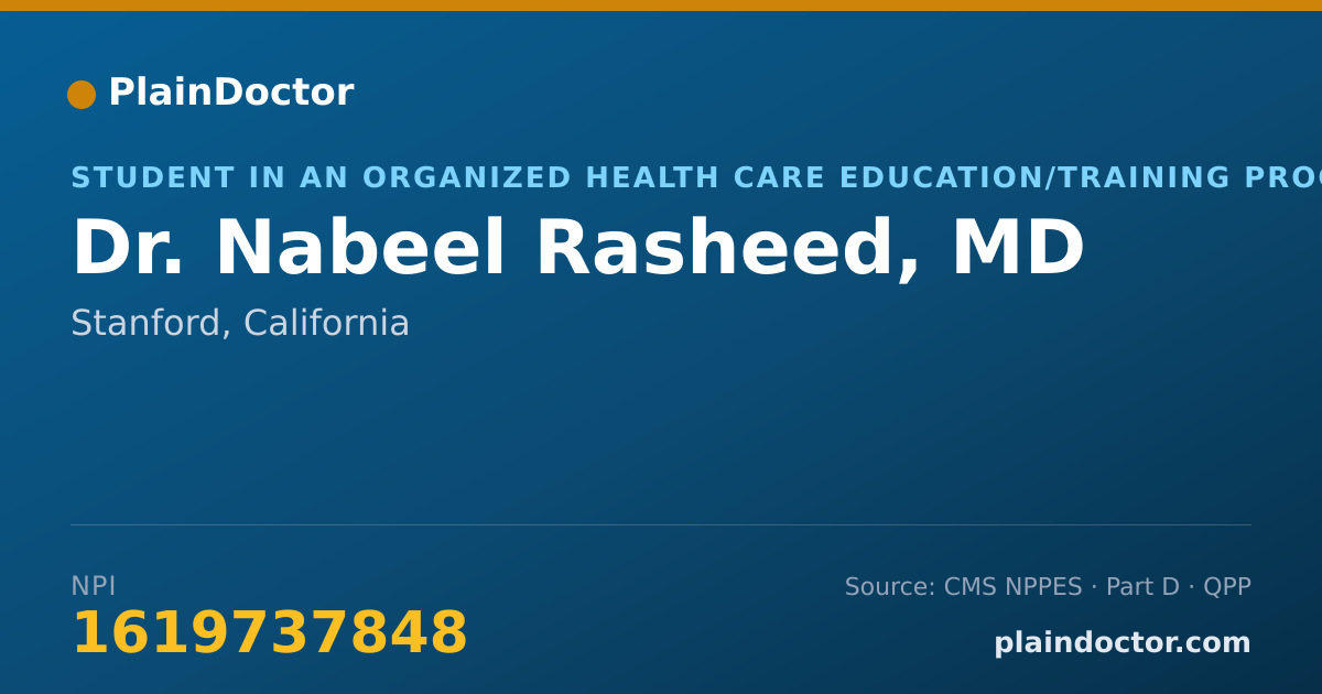 Shareable card for Nabeel Rasheed, MD - Student in an Organized Health Care Education/Training Program, Stanford, CA