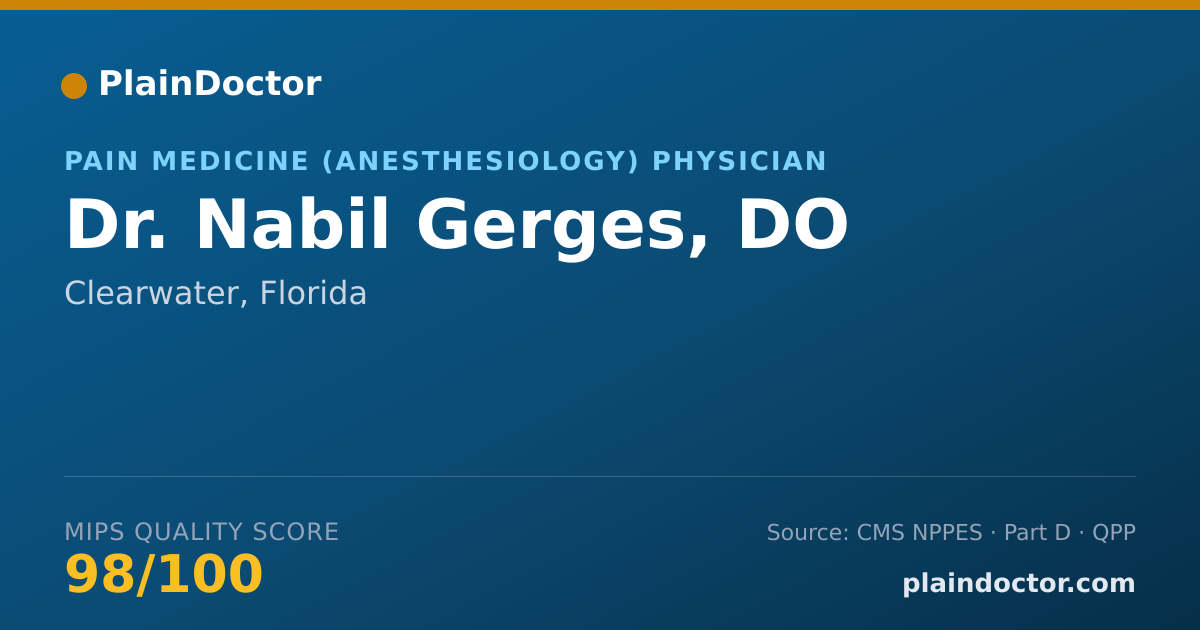 Shareable card for Nabil Gerges, DO - Pain Medicine (Anesthesiology) Physician, Clearwater, FL