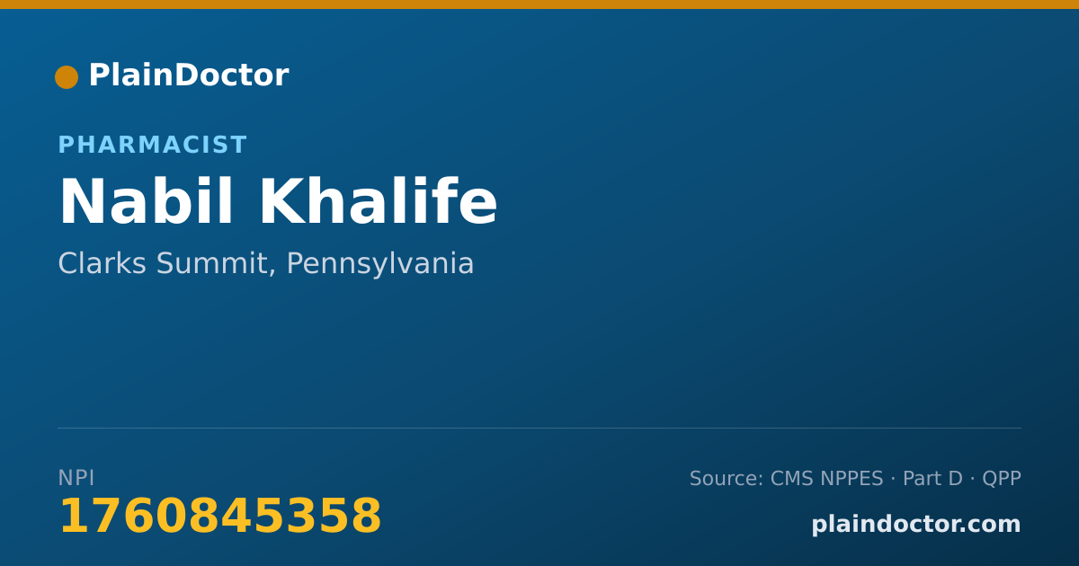 Shareable card for Nabil Khalife - Pharmacist, Clarks Summit, PA