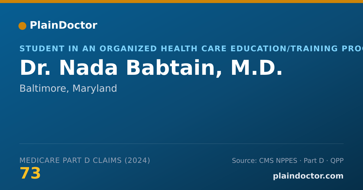 Shareable card for Nada Babtain, M.D. - Student in an Organized Health Care Education/Training Program, Baltimore, MD