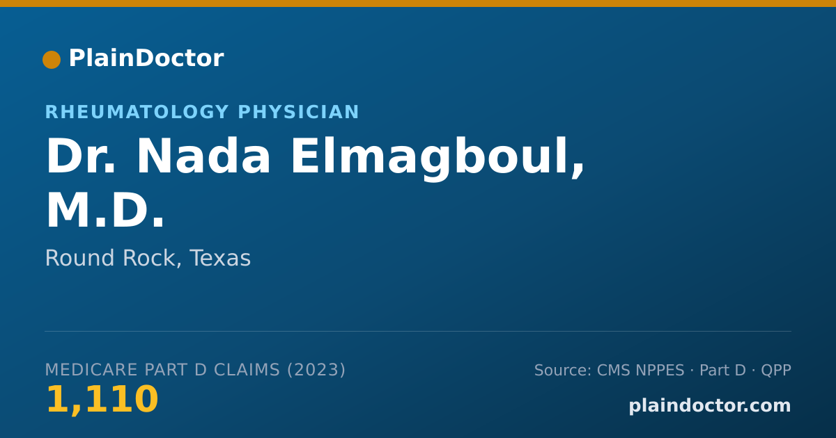 Shareable card for Nada Elmagboul, M.D. - Rheumatology Physician, Round Rock, TX
