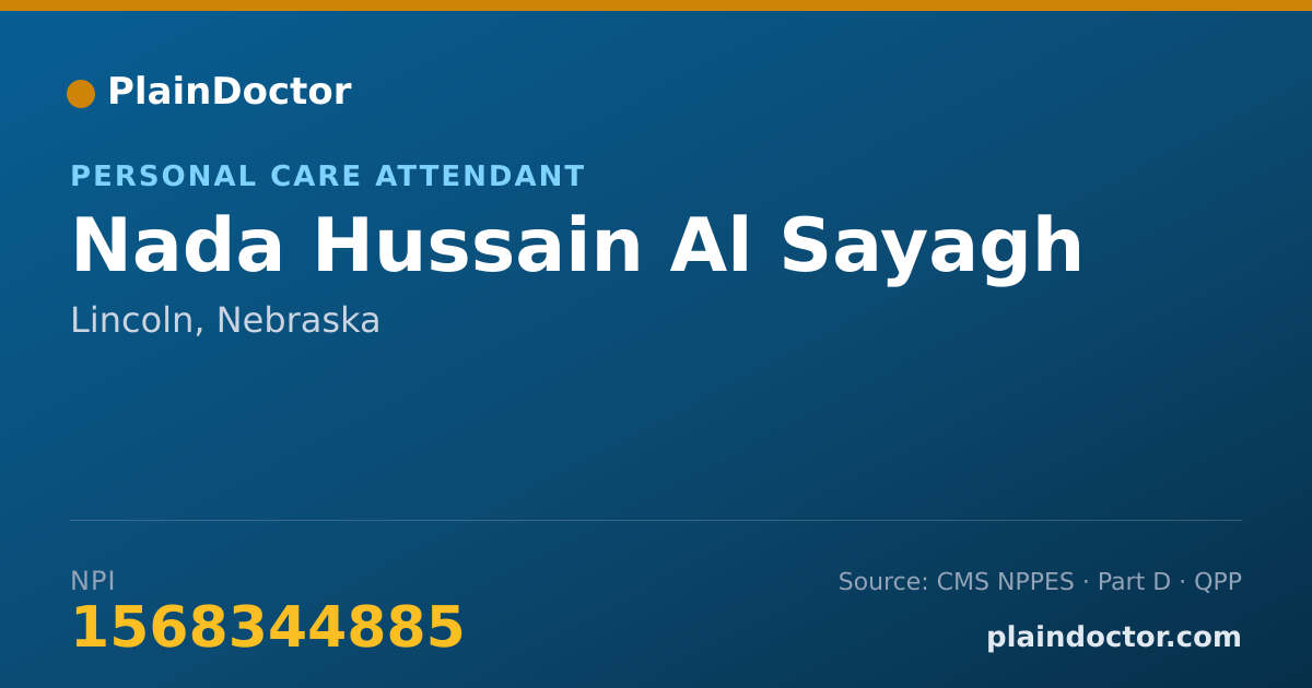 Shareable card for Nada Hussain Al Sayagh - Personal Care Attendant, Lincoln, NE