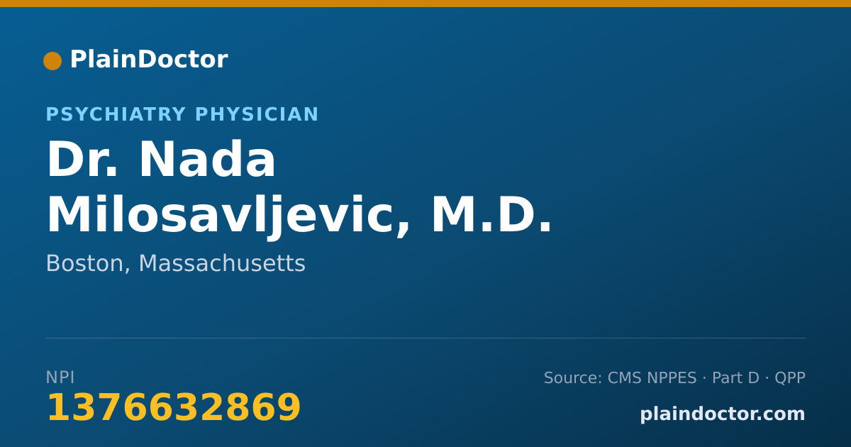 Shareable card for Nada Milosavljevic, M.D. - Psychiatry Physician, Boston, MA