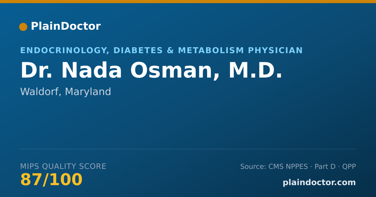 Shareable card for Nada Osman, M.D. - Endocrinology, Diabetes & Metabolism Physician, Waldorf, MD
