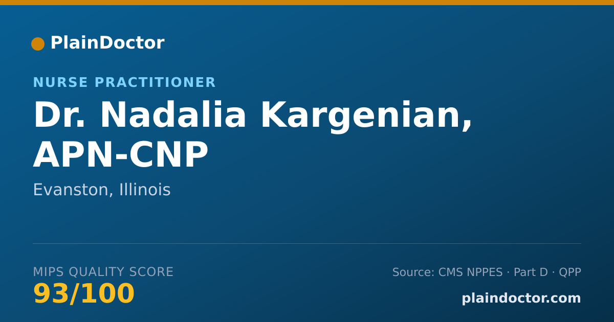 Shareable card for Nadalia Kargenian, APN-CNP - Nurse Practitioner, Evanston, IL
