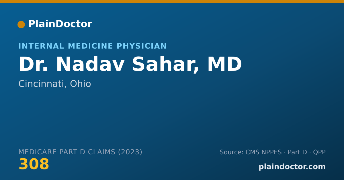 Shareable card for Nadav Sahar, MD - Internal Medicine Physician, Cincinnati, OH