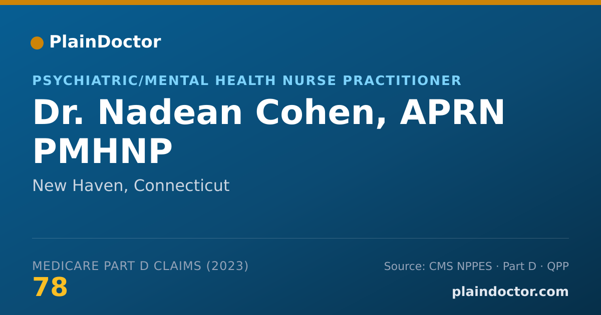 Shareable card for Nadean Cohen, APRN PMHNP - Psychiatric/Mental Health Nurse Practitioner, New Haven, CT