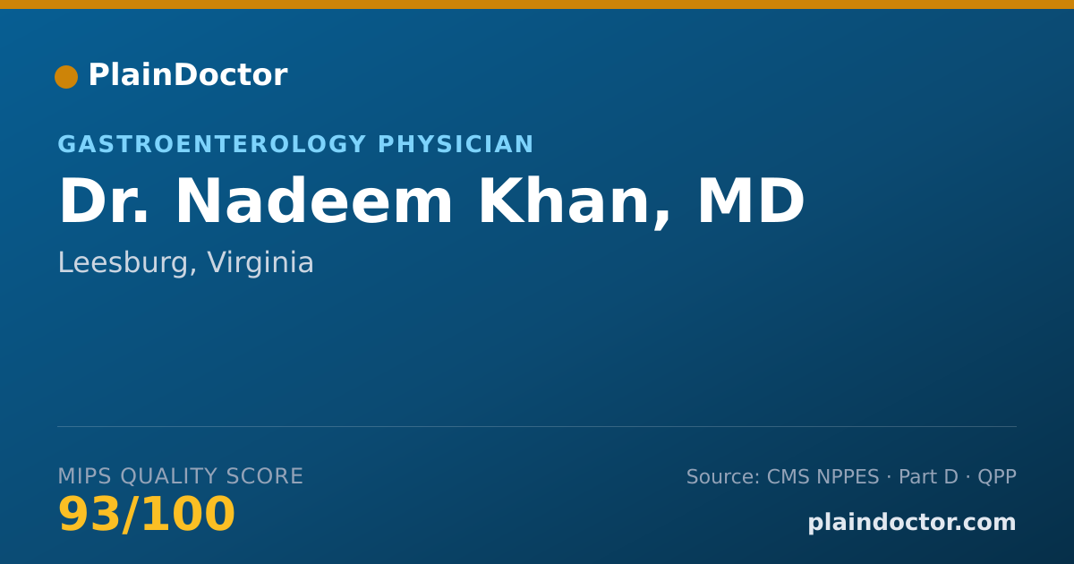 Shareable card for Nadeem Khan, MD - Gastroenterology Physician, Leesburg, VA