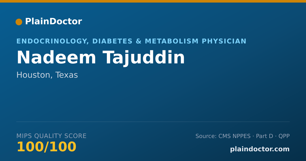 Shareable card for Nadeem Tajuddin - Endocrinology, Diabetes & Metabolism Physician, Houston, TX