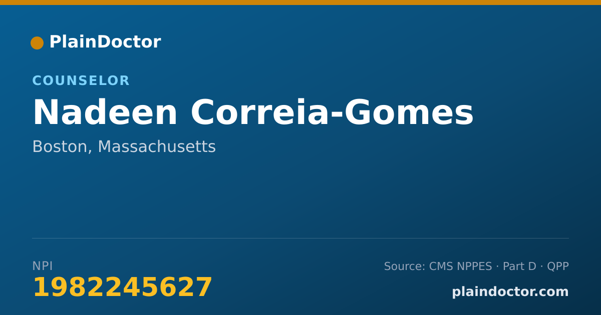 Shareable card for Nadeen Correia-Gomes - Counselor, Boston, MA