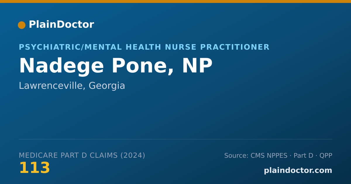 Shareable card for Nadege Pone, NP - Psychiatric/Mental Health Nurse Practitioner, Lawrenceville, GA