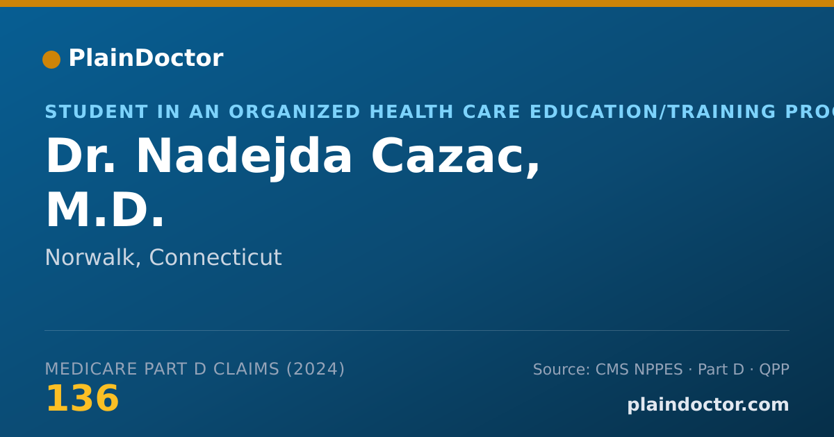 Shareable card for Nadejda Cazac, M.D. - Student in an Organized Health Care Education/Training Program, Norwalk, CT