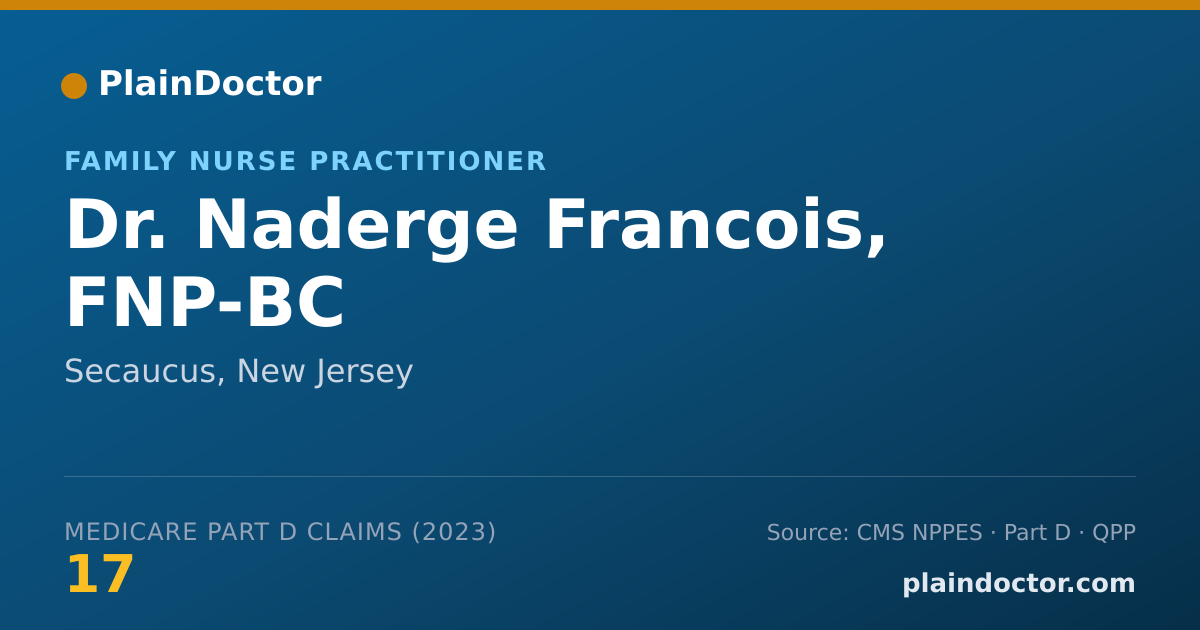 Shareable card for Naderge Francois, FNP-BC - Family Nurse Practitioner, Secaucus, NJ