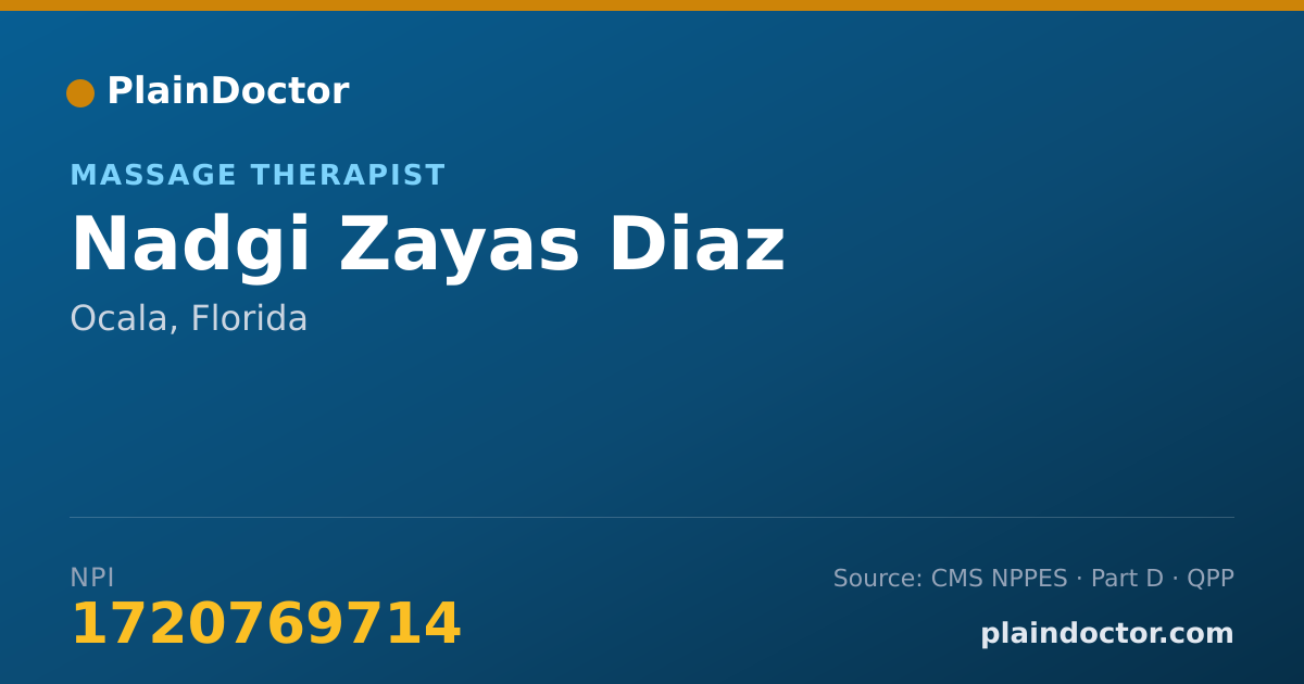 Shareable card for Nadgi Zayas Diaz - Massage Therapist, Ocala, FL