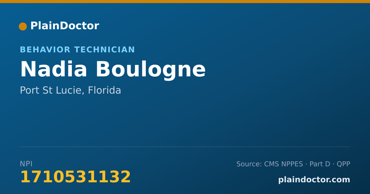 Shareable card for Nadia Boulogne - Behavior Technician, Port St Lucie, FL