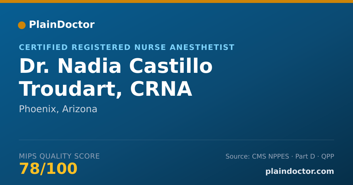 Shareable card for Nadia Castillo Troudart, CRNA - Certified Registered Nurse Anesthetist, Phoenix, AZ