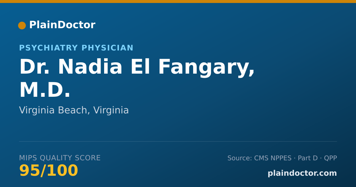 Shareable card for Nadia El Fangary, M.D. - Psychiatry Physician, Virginia Beach, VA