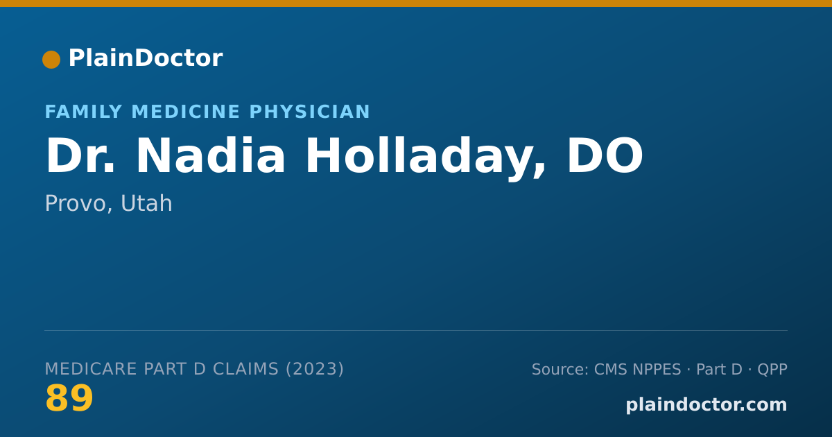 Shareable card for Nadia Holladay, DO - Family Medicine Physician, Provo, UT