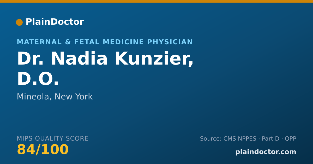 Shareable card for Nadia Kunzier, D.O. - Maternal & Fetal Medicine Physician, Mineola, NY