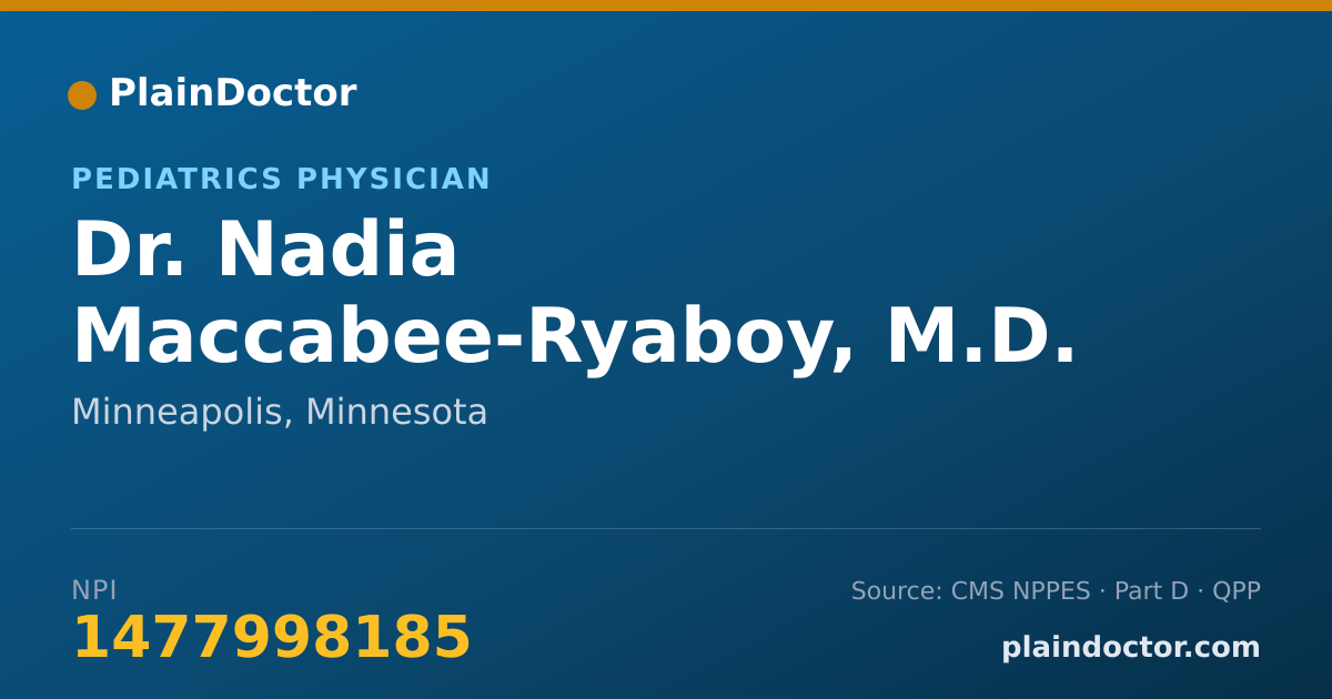 Shareable card for Nadia Maccabee-Ryaboy, M.D. - Pediatrics Physician, Minneapolis, MN