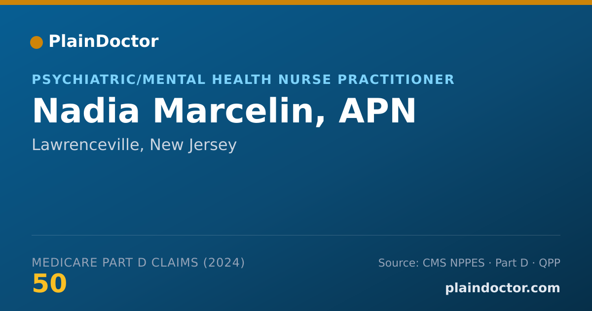 Shareable card for Nadia Marcelin, APN - Psychiatric/Mental Health Nurse Practitioner, Lawrenceville, NJ
