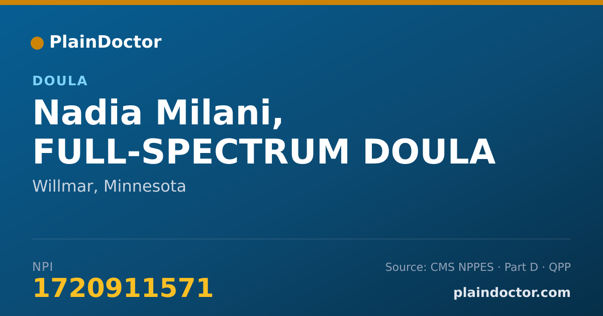 Shareable card for Nadia Milani, FULL-SPECTRUM DOULA - Doula, Willmar, MN
