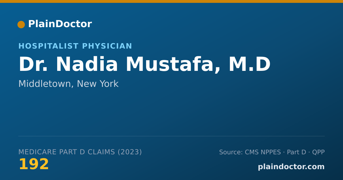 Shareable card for Nadia Mustafa, M.D - Hospitalist Physician, Middletown, NY