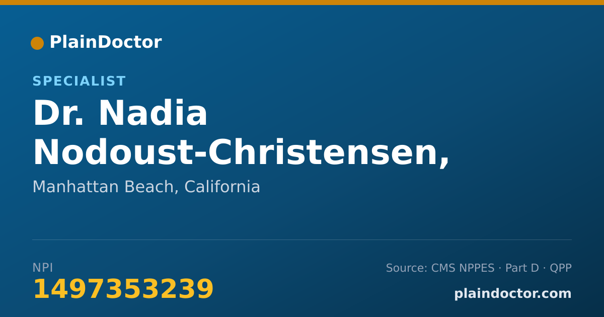 Shareable card for Nadia Nodoust-Christensen, MD - Specialist, Manhattan Beach, CA
