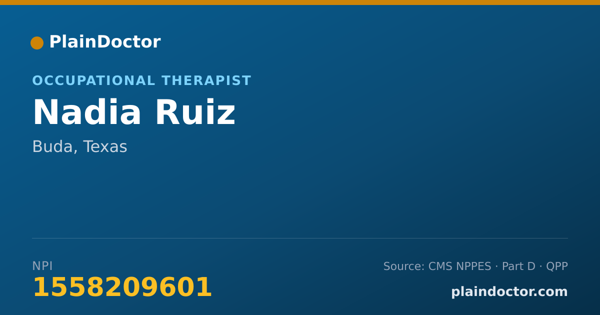 Shareable card for Nadia Ruiz - Occupational Therapist, Buda, TX