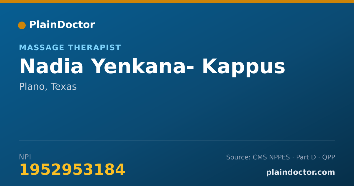 Shareable card for Nadia Yenkana- Kappus - Massage Therapist, Plano, TX