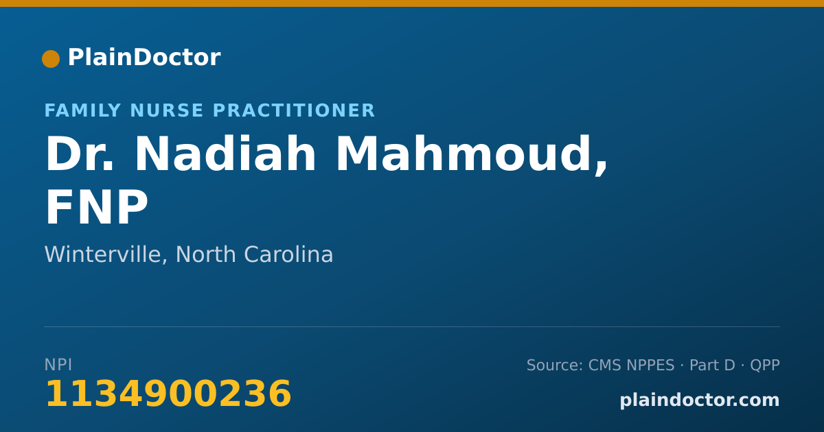 Shareable card for Nadiah Mahmoud, FNP - Family Nurse Practitioner, Winterville, NC