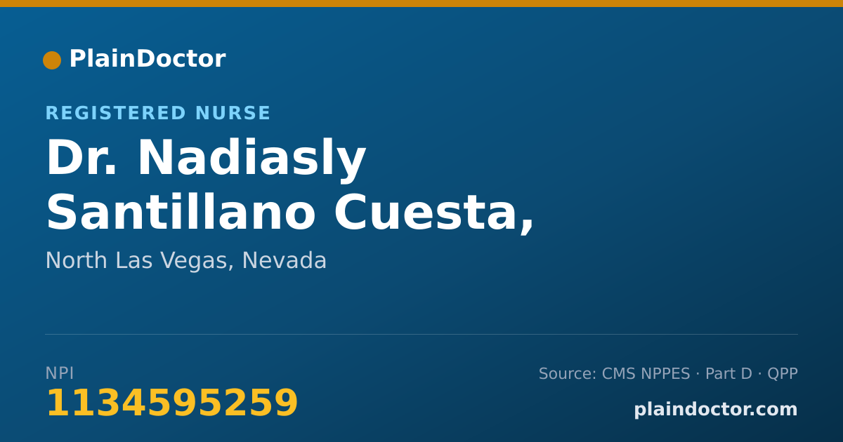 Shareable card for Nadiasly Santillano Cuesta, APRN-CNP - Registered Nurse, North Las Vegas, NV
