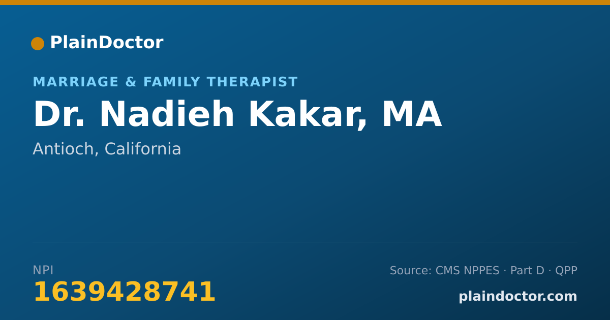 Shareable card for Nadieh Kakar, MA - Marriage & Family Therapist, Antioch, CA