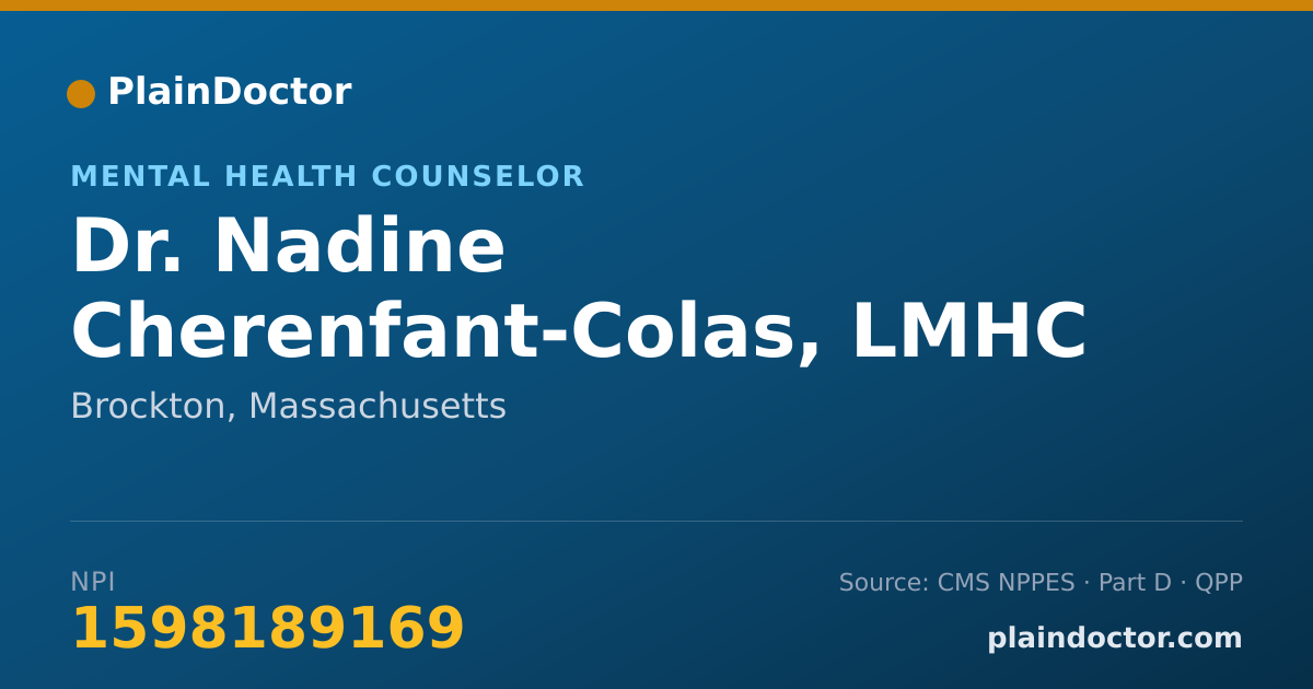 Shareable card for Nadine Cherenfant-Colas, LMHC - Mental Health Counselor, Brockton, MA
