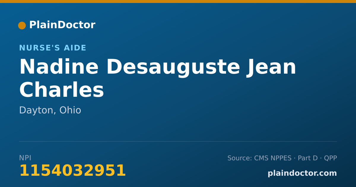 Shareable card for Nadine Desauguste Jean Charles - Nurse's Aide, Dayton, OH