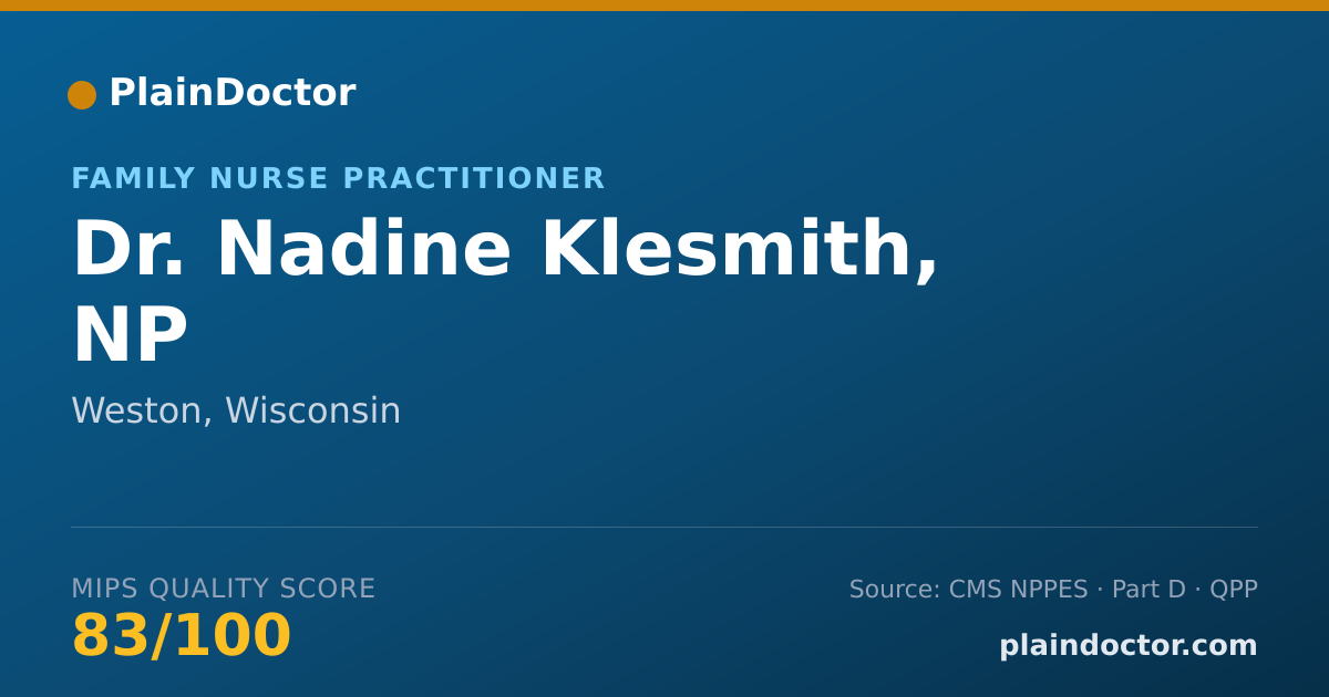Shareable card for Nadine Klesmith, NP - Family Nurse Practitioner, Weston, WI