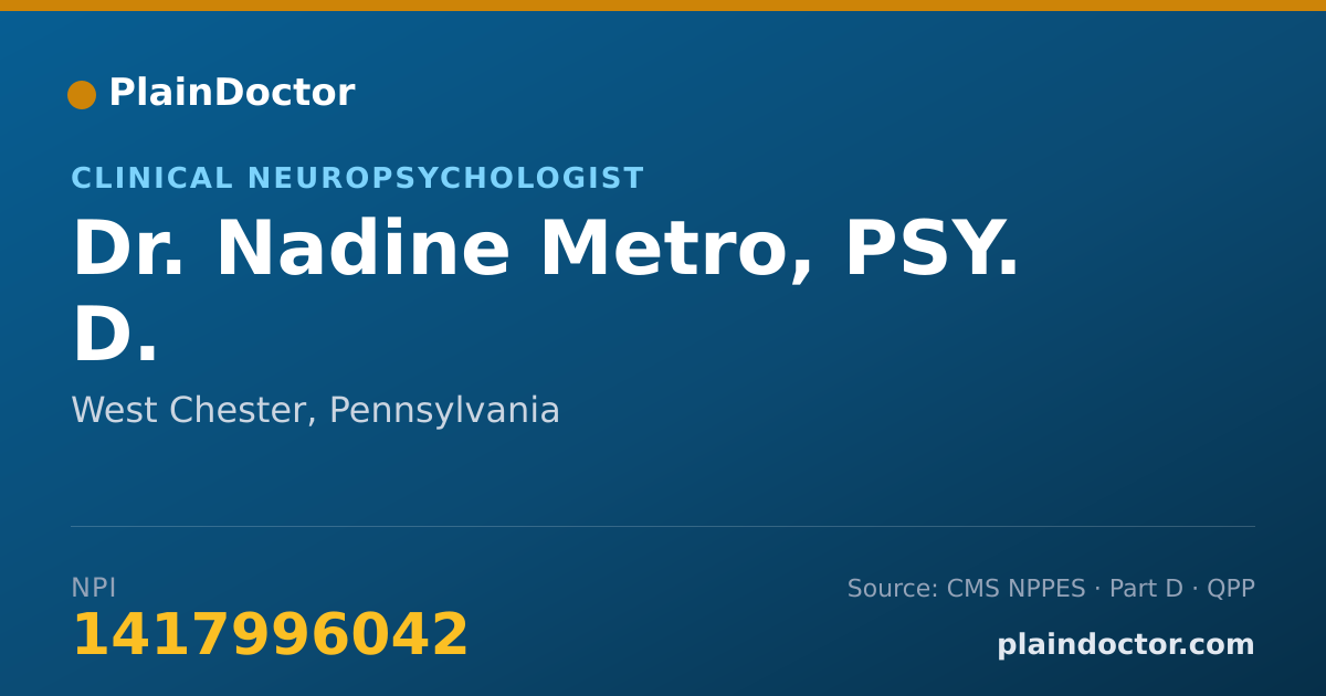 Shareable card for Nadine Metro, PSY. D. - Clinical Neuropsychologist, West Chester, PA