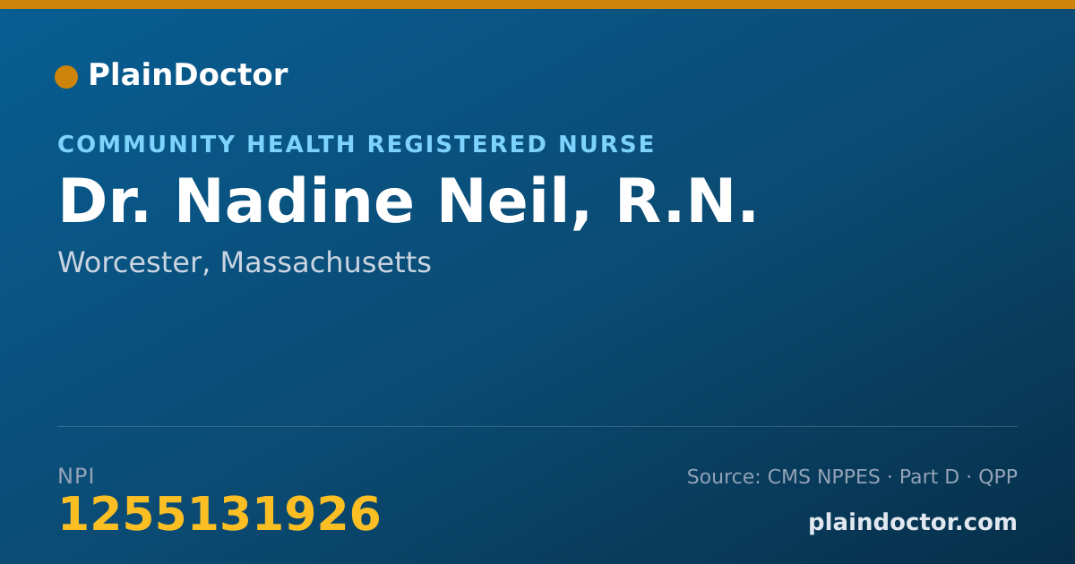 Shareable card for Nadine Neil, R.N. - Community Health Registered Nurse, Worcester, MA