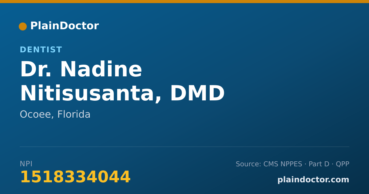 Shareable card for Nadine Nitisusanta, DMD - Dentist, Ocoee, FL