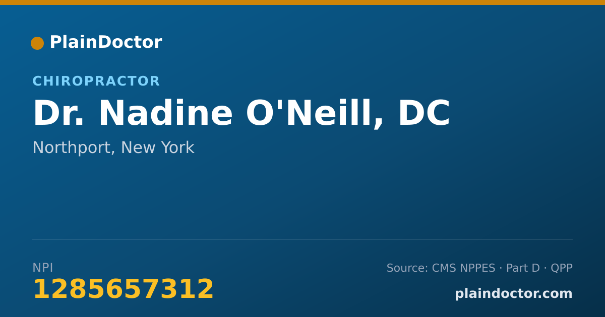 Shareable card for Nadine O'Neill, DC - Chiropractor, Northport, NY