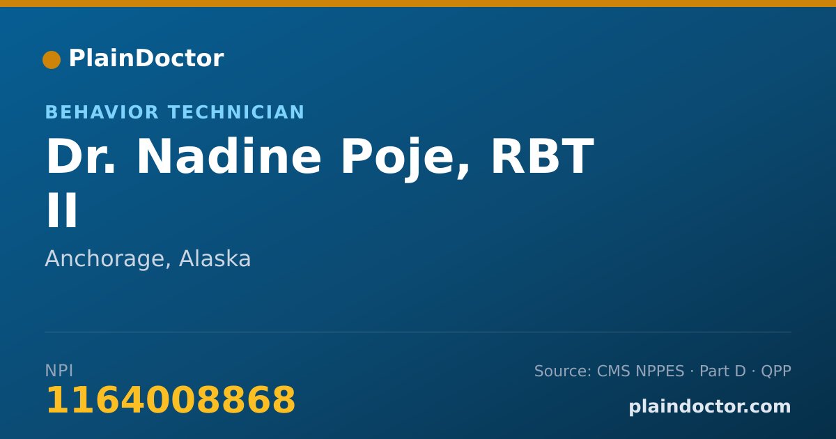 Shareable card for Nadine Poje, RBT II - Behavior Technician, Anchorage, AK