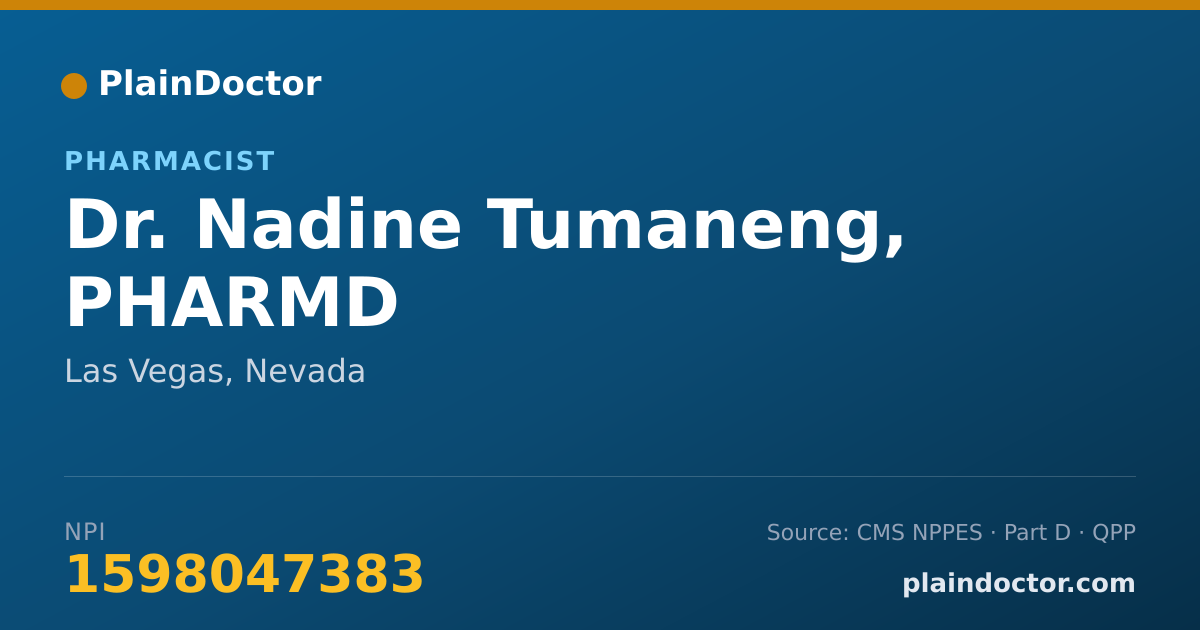 Shareable card for Nadine Tumaneng, PHARMD - Pharmacist, Las Vegas, NV