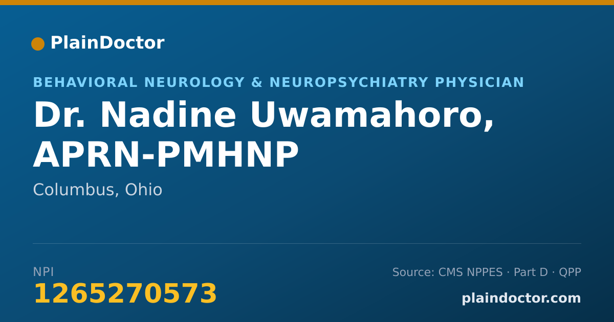 Shareable card for Nadine Uwamahoro, APRN-PMHNP - Behavioral Neurology & Neuropsychiatry Physician, Columbus, OH