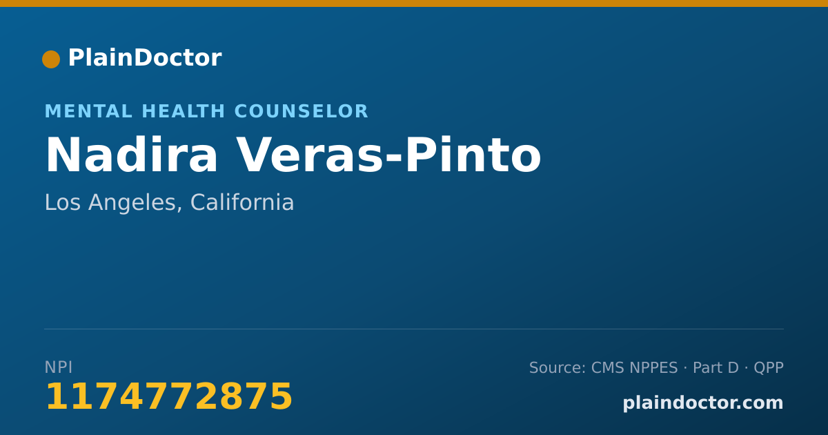Shareable card for Nadira Veras-Pinto - Mental Health Counselor, Los Angeles, CA