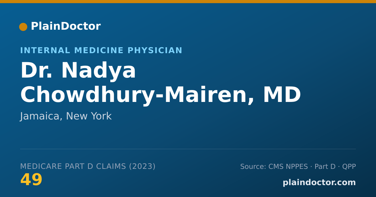 Shareable card for Nadya Chowdhury-Mairen, MD - Internal Medicine Physician, Jamaica, NY
